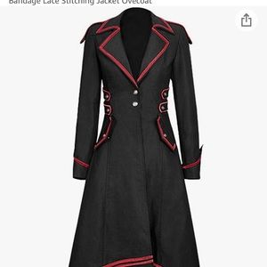 Vintage long sleeve , black and red over coat cosplay
